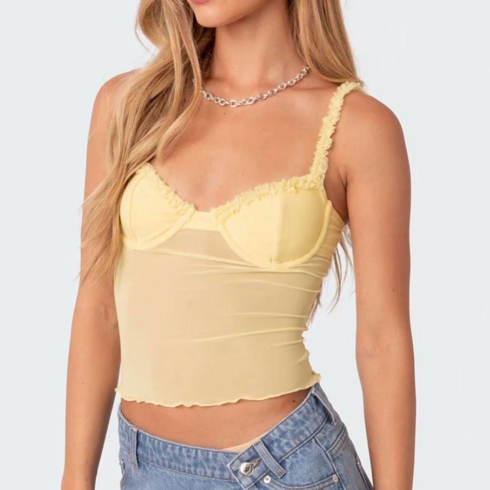 Edikted yellow mesh top